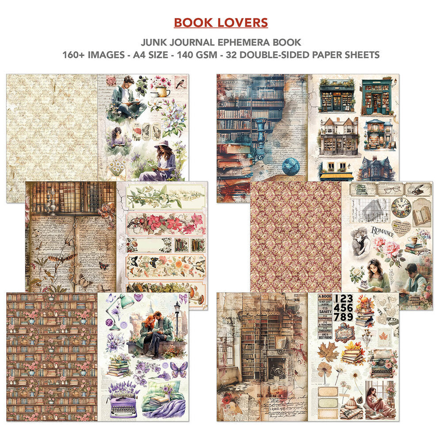 Book Lovers Junk Journal Ephemera Book