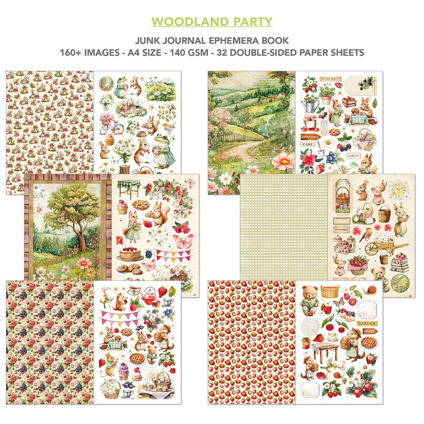 Woodland Party Junk Journal Ephemera Book
