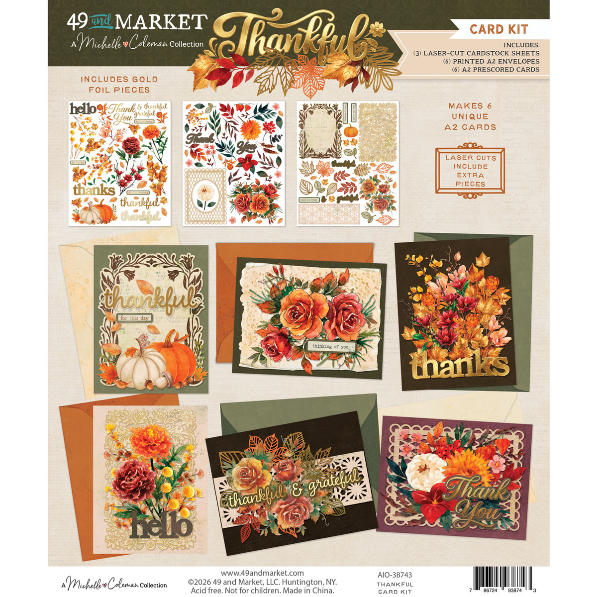 All-In-One Card Kit Thankful with Gold Foil