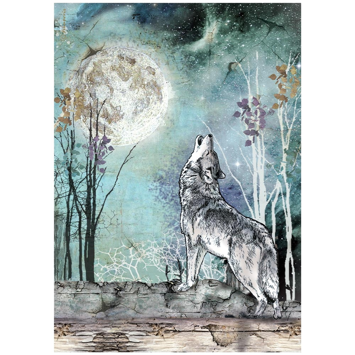 Cosmos Rice Paper Wolf and Moon