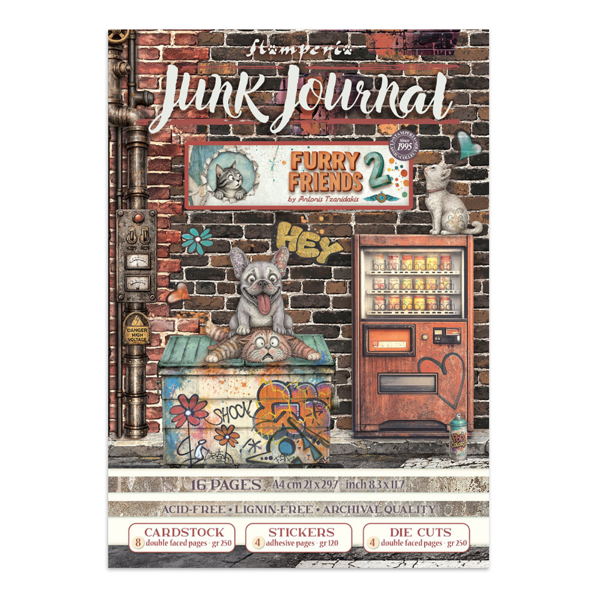 Furry Friends 2 Junk Journal Stickers, Backgrounds, Cut-Outs