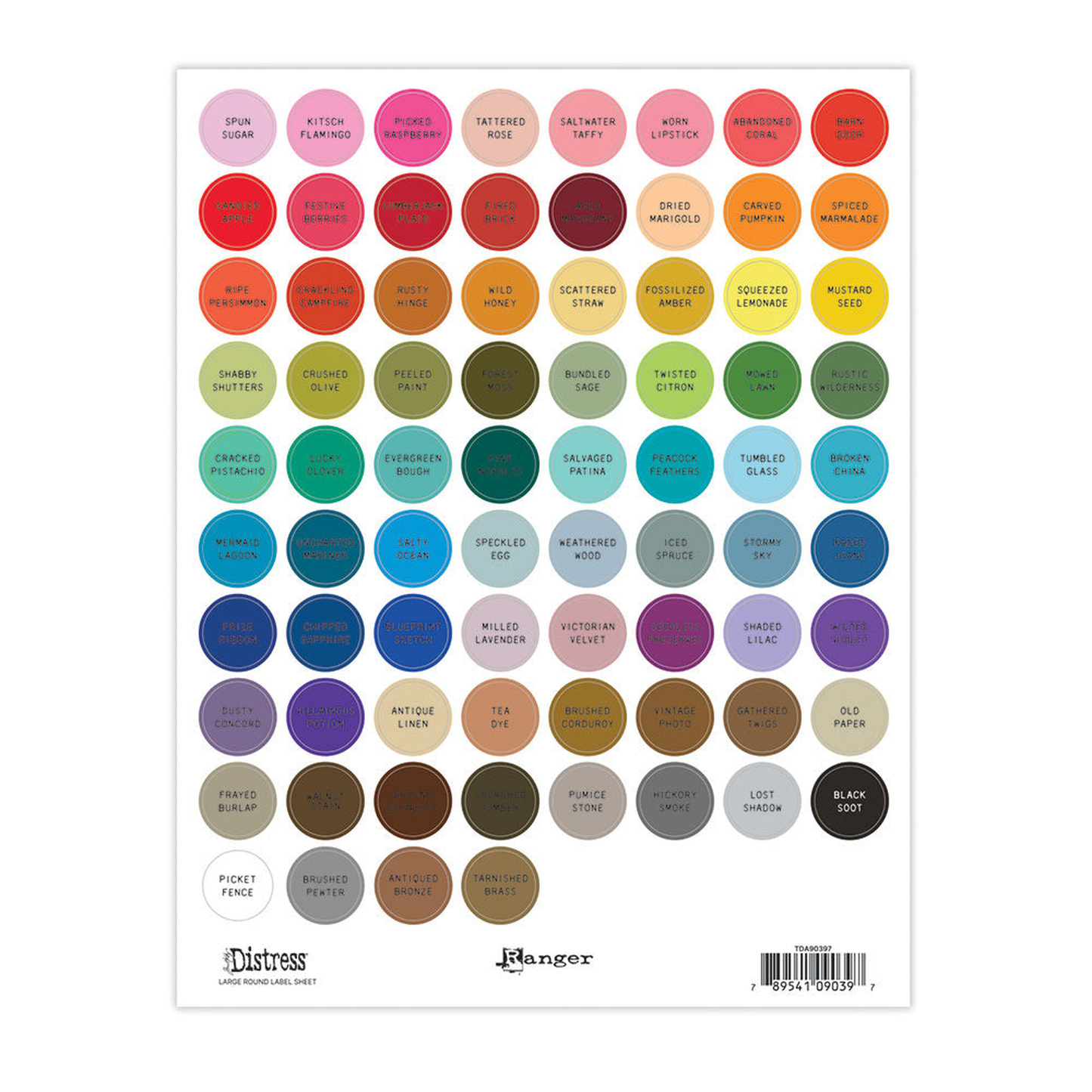 Tim Holtz Distress Large Round Label Sheet Black