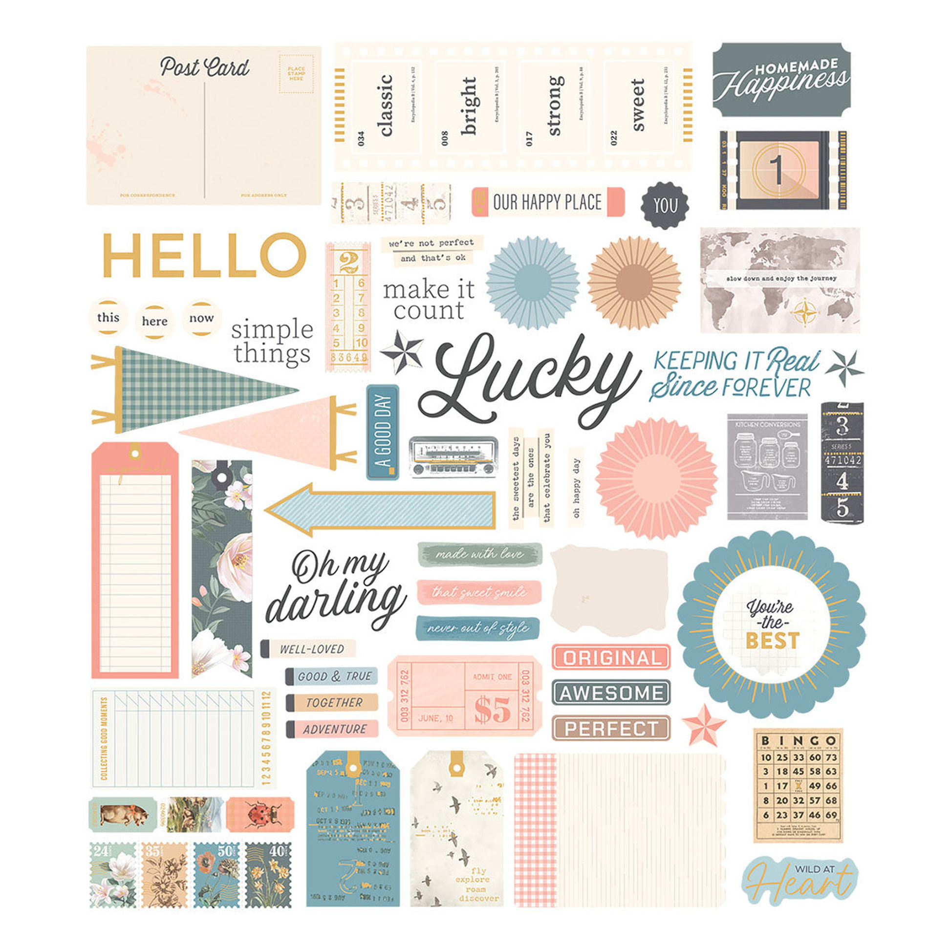 Clementine Diecut Cardstock Sentiments