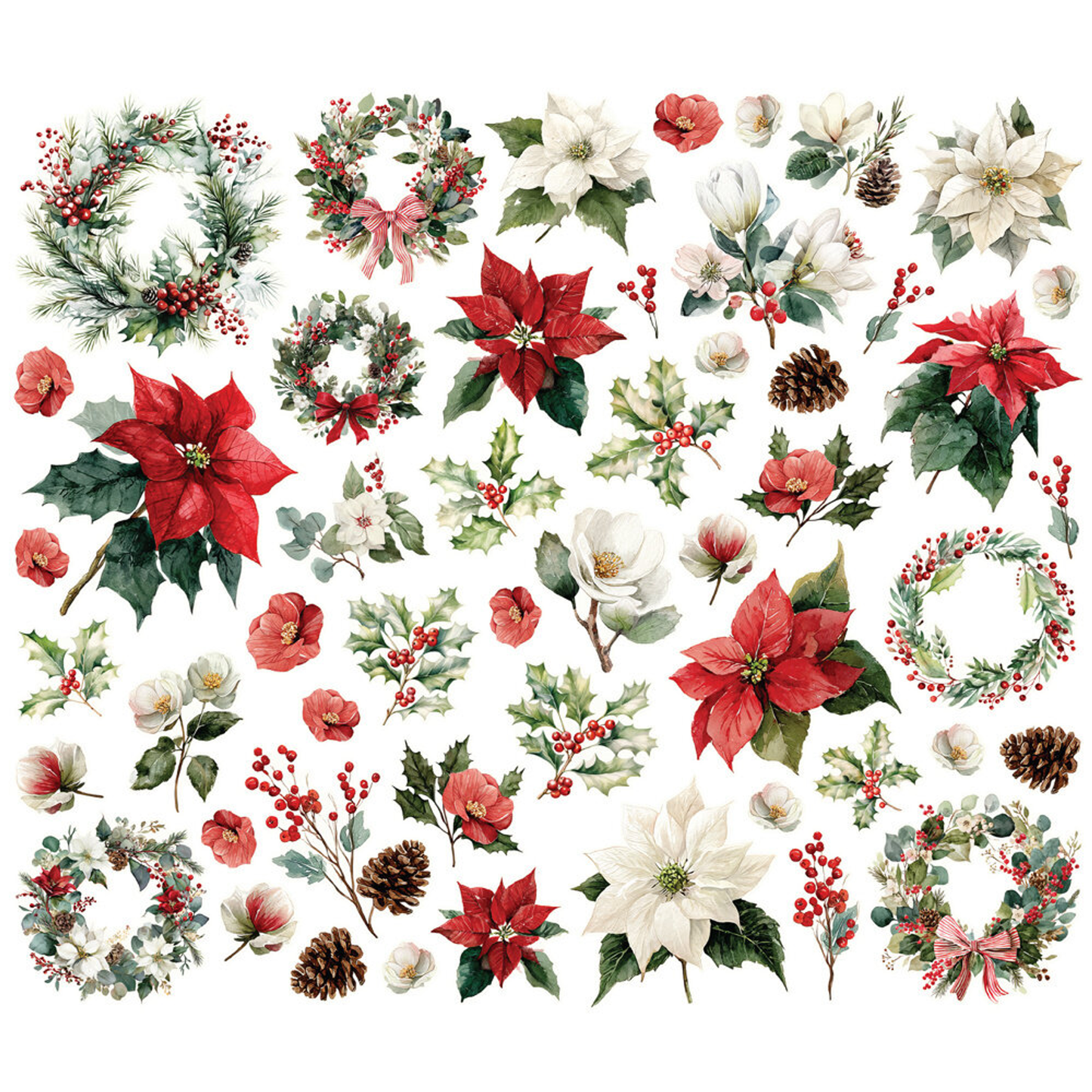 Simple Vintage Old-Fashioned Christmas Floral Bits & Pieces