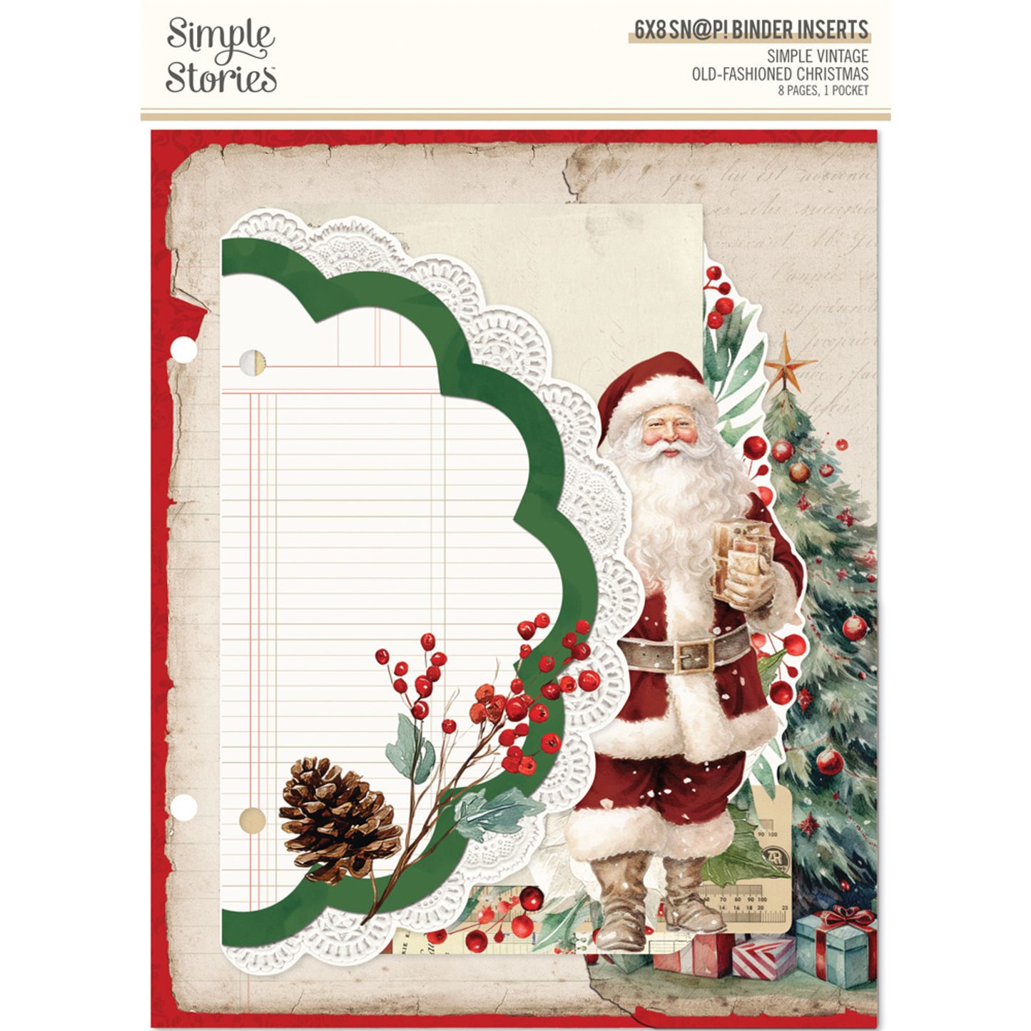 Simple Vintage Old-Fashioned Christmas SN@P! 6x8 Inch Binder Inserts