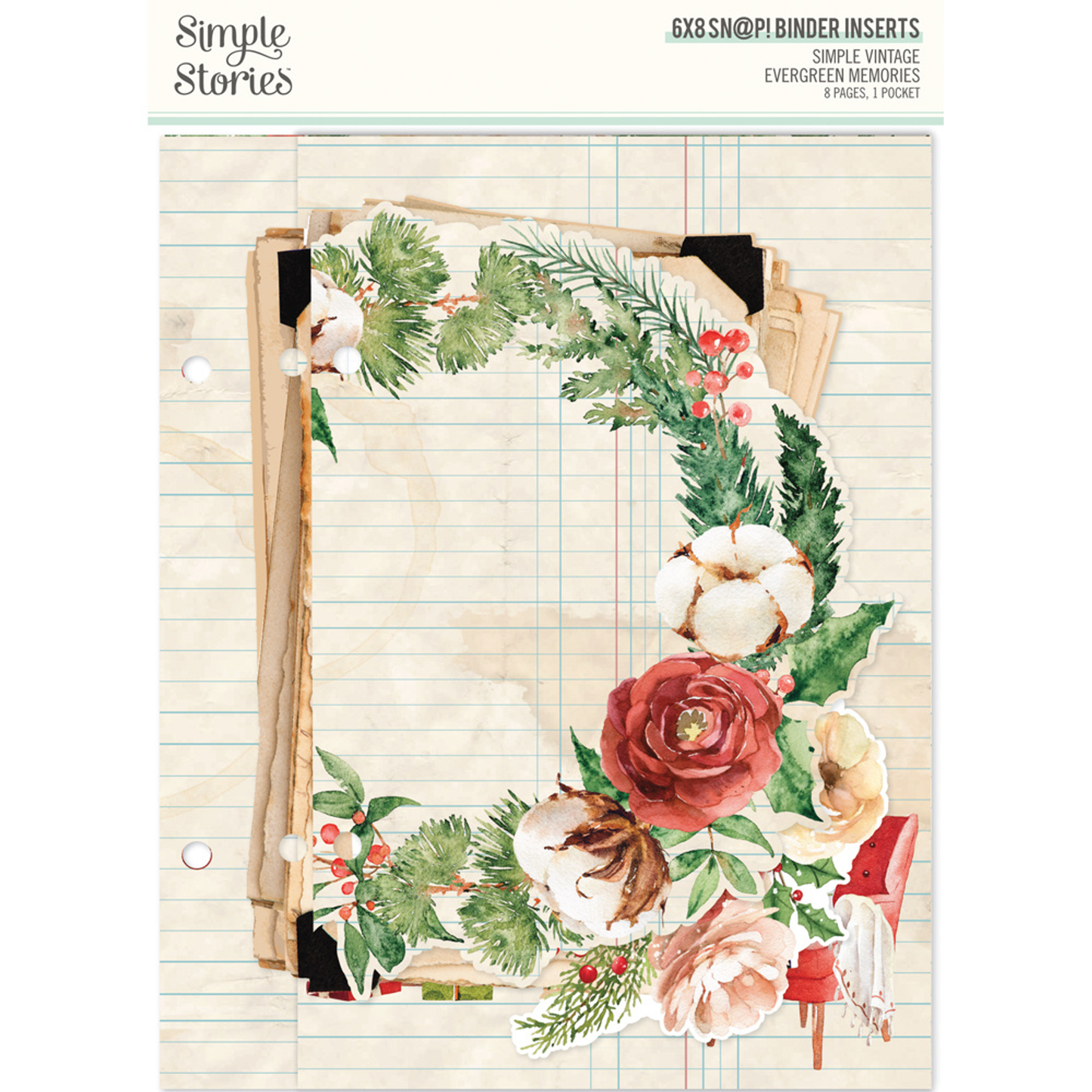 Simple Vintage Evergreen Memories SN@P! 6x8 Inch Binder Inserts