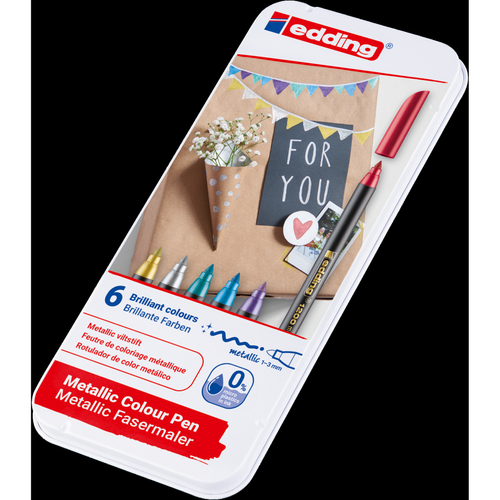 e-1200 Colour Pen Metallic Set in Metal Box
