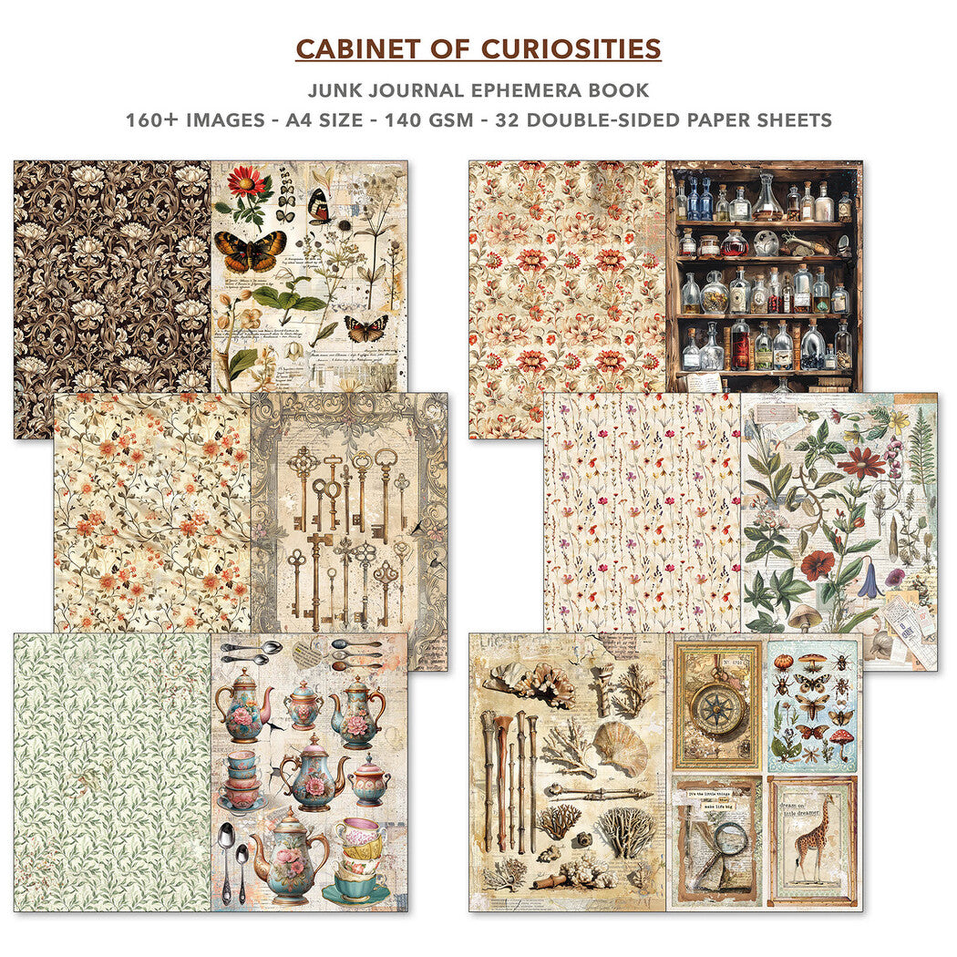 Cabinet of Curiosities Junk Journal Ephemera Book