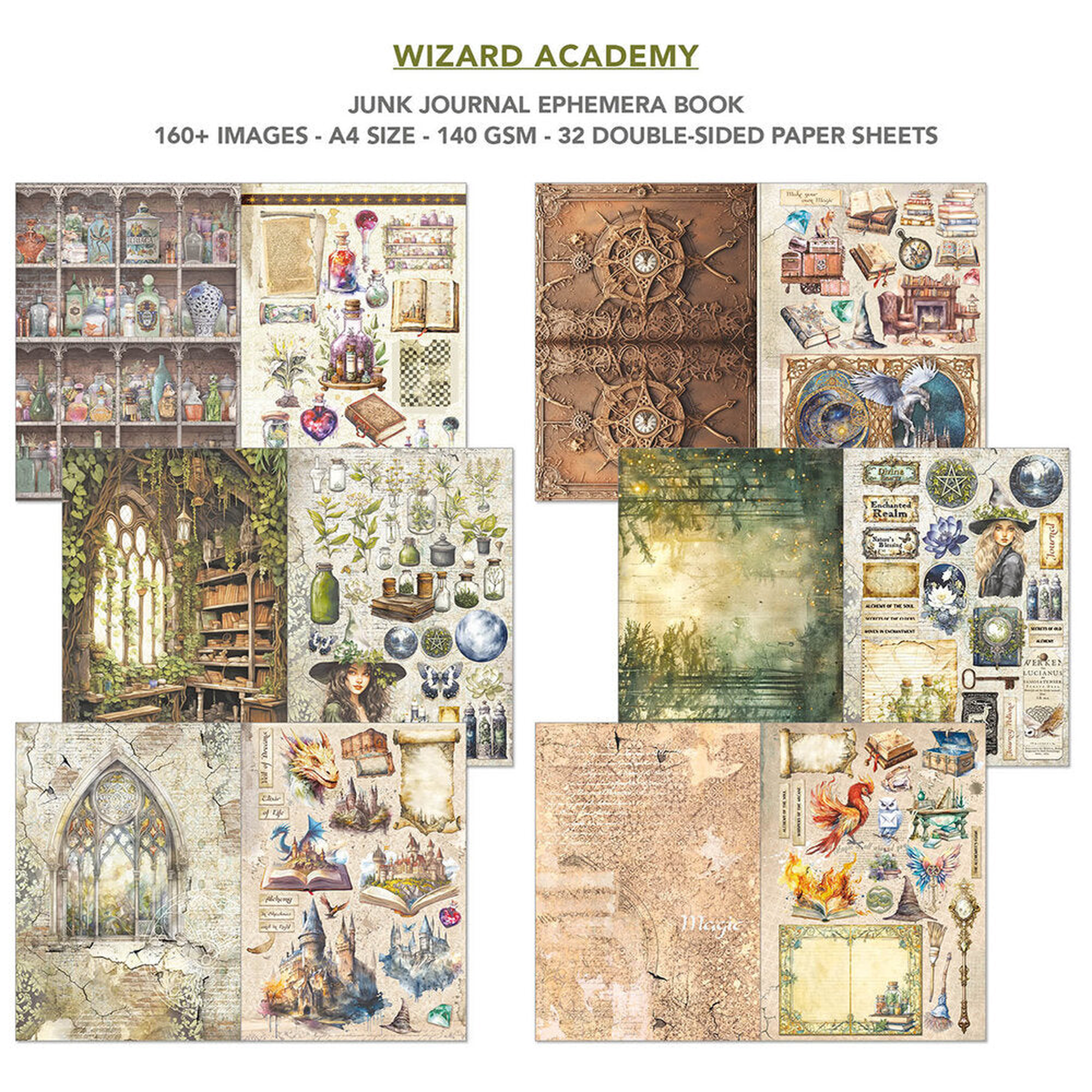 Wizard Academy Junk Journal Ephemera Book