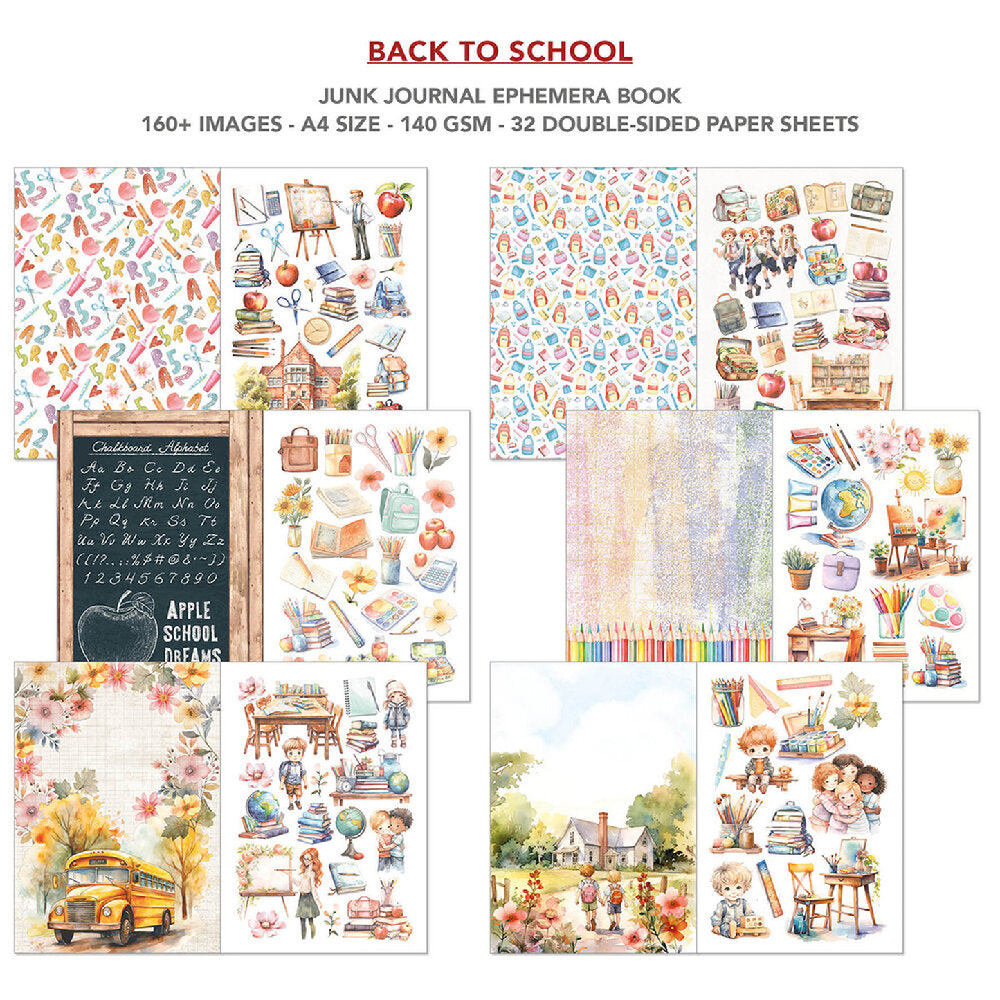 Back to School Junk Journal Ephemera Book