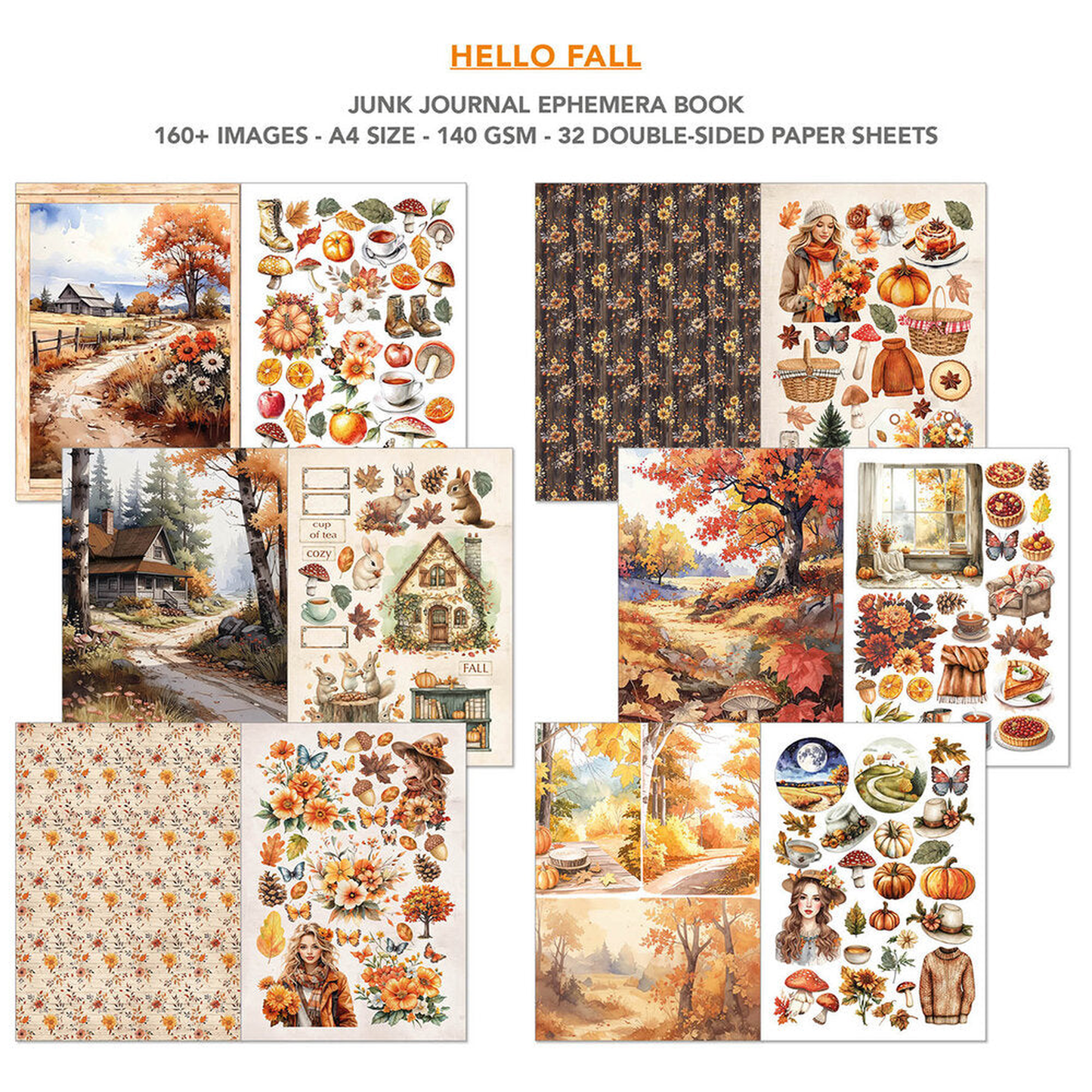 Hello Fall Junk Journal Ephemera Book