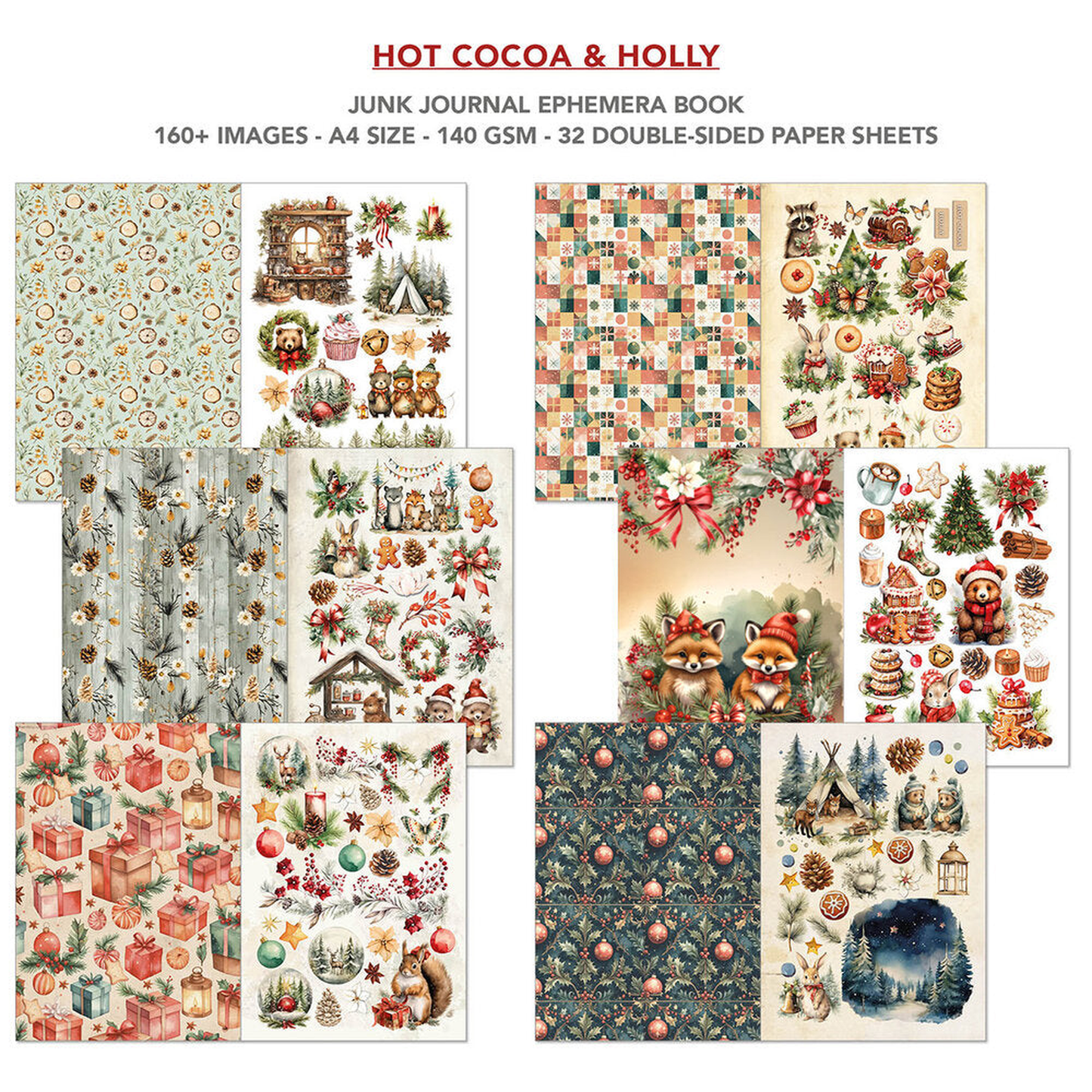 Hot Cocoa & Holly Junk Journal Ephemera Book