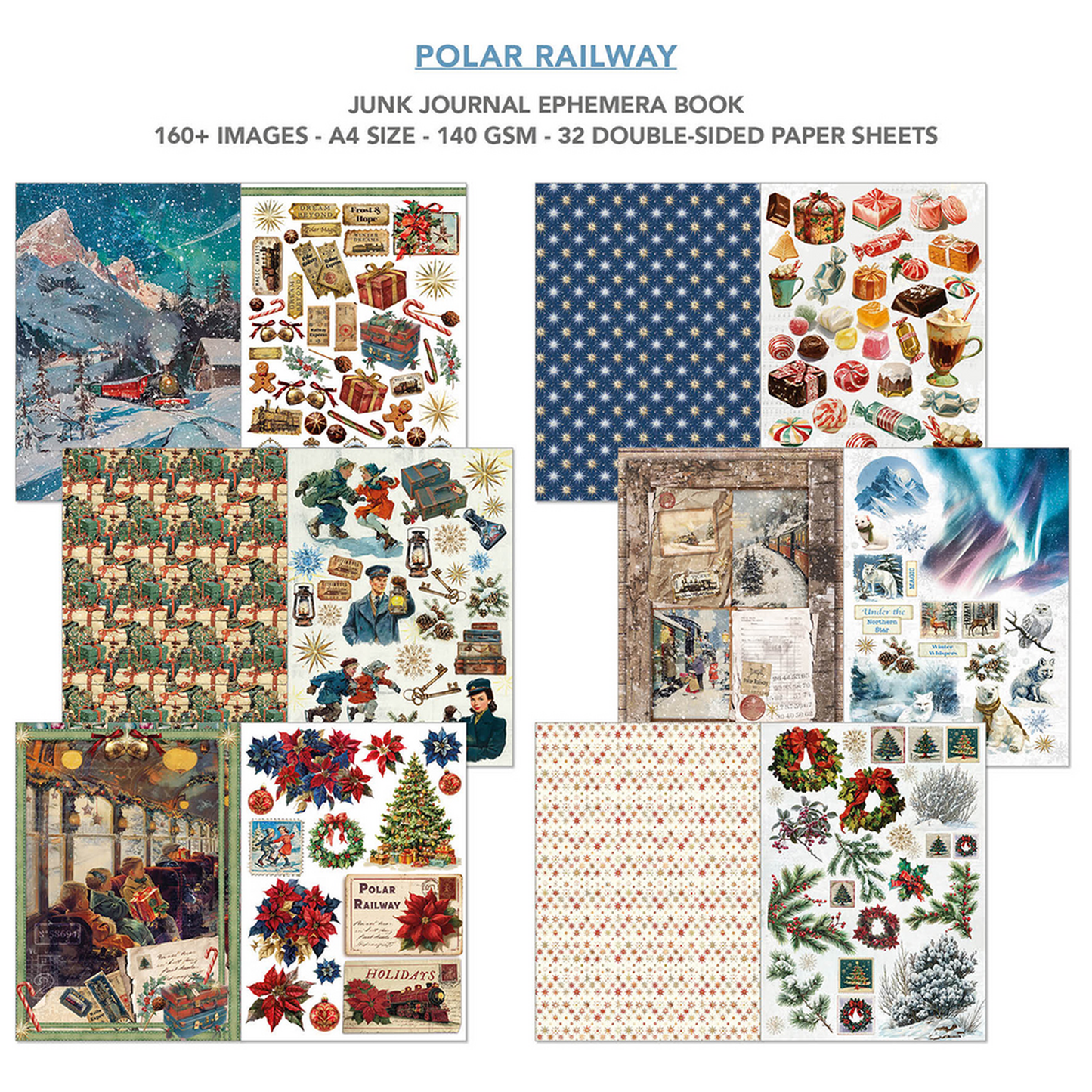 Polar Railway Junk Journal Ephemera Book