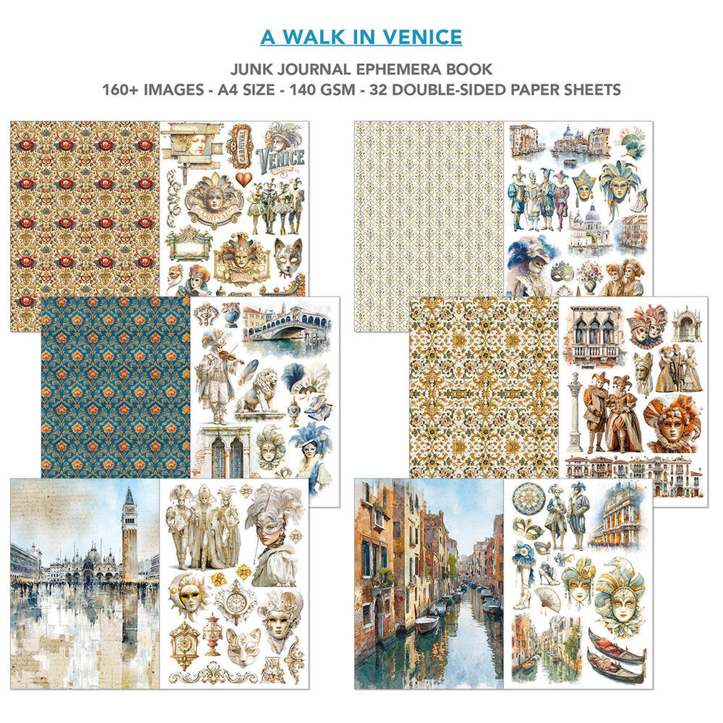 A Walk in Venice Junk Journal Ephemera Book