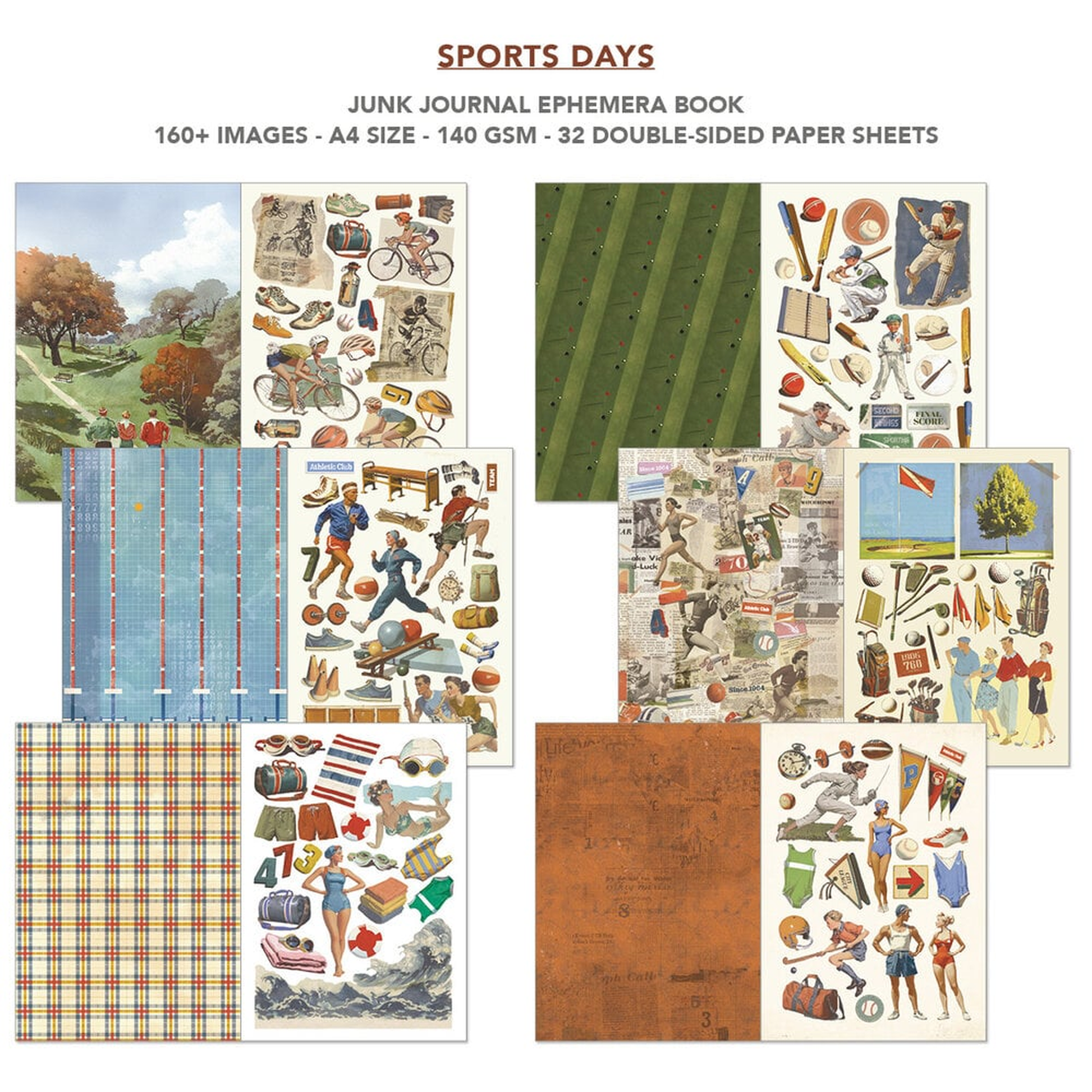 Sports Days Junk Journal Ephemera Book