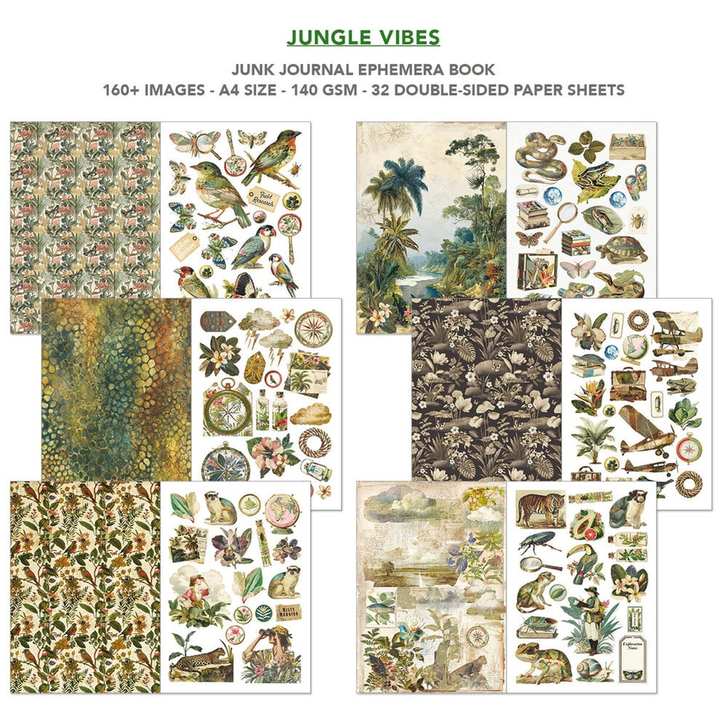 Jungle Vibes Junk Journal Ephemera Book