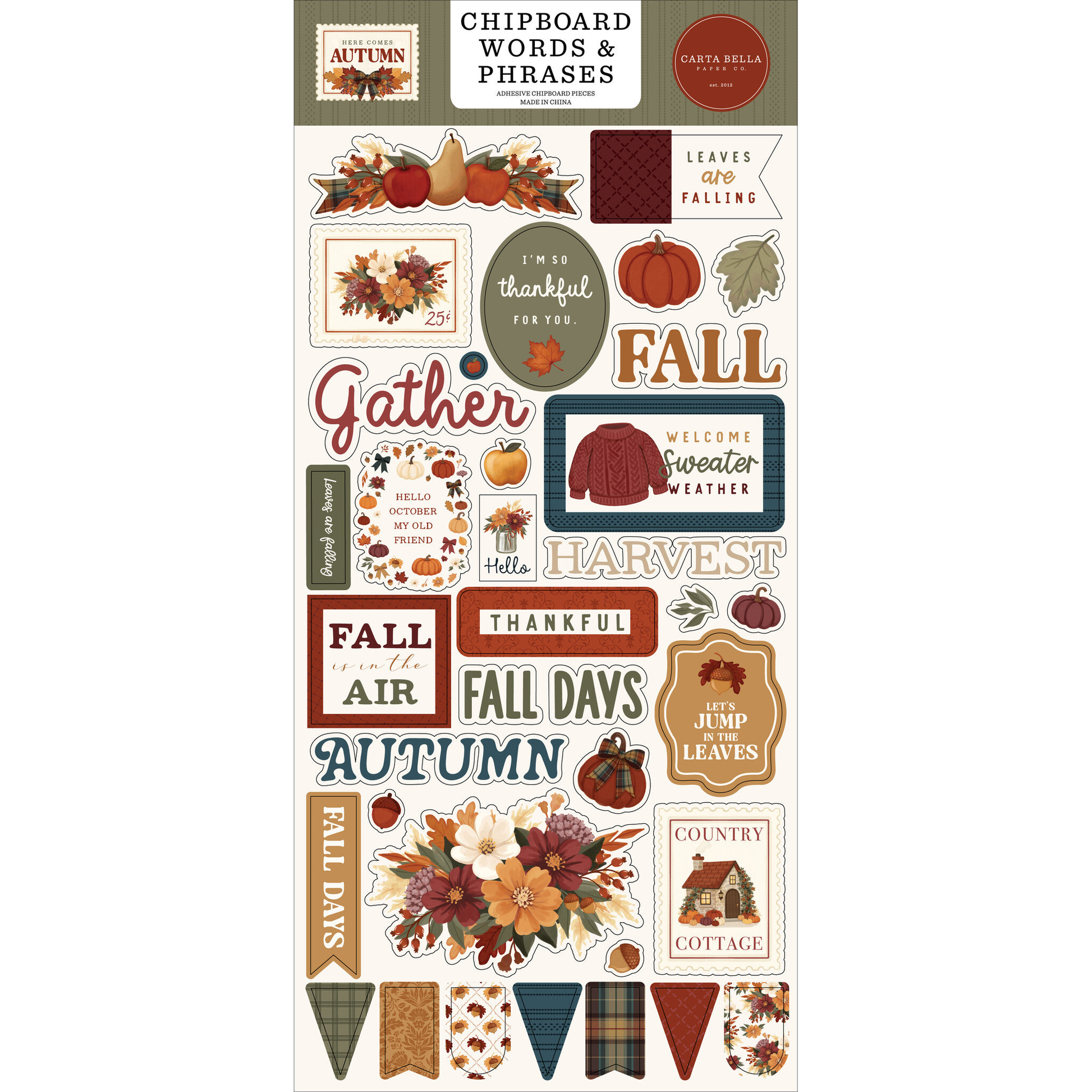 Here Comes Autumn Chipboard Words & Phrases