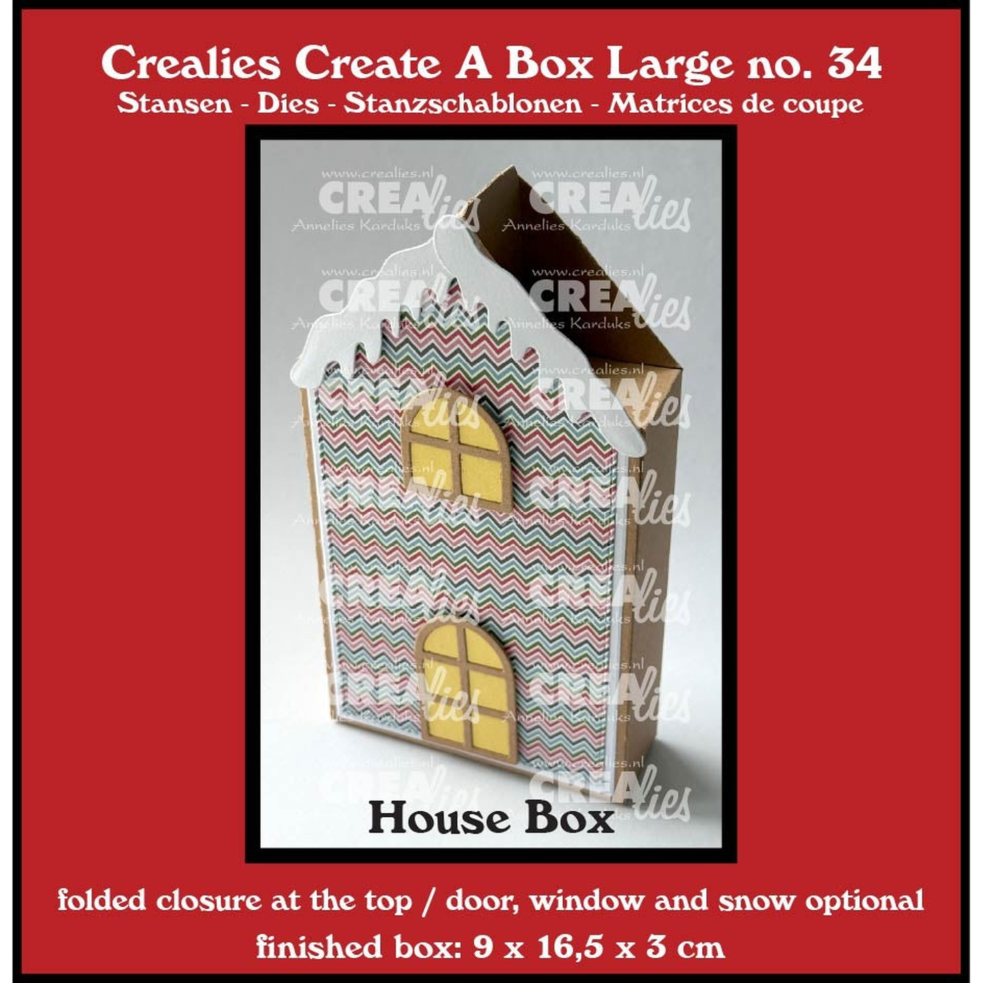 Create A Box Flat Box House with Door, Window and Snow Large