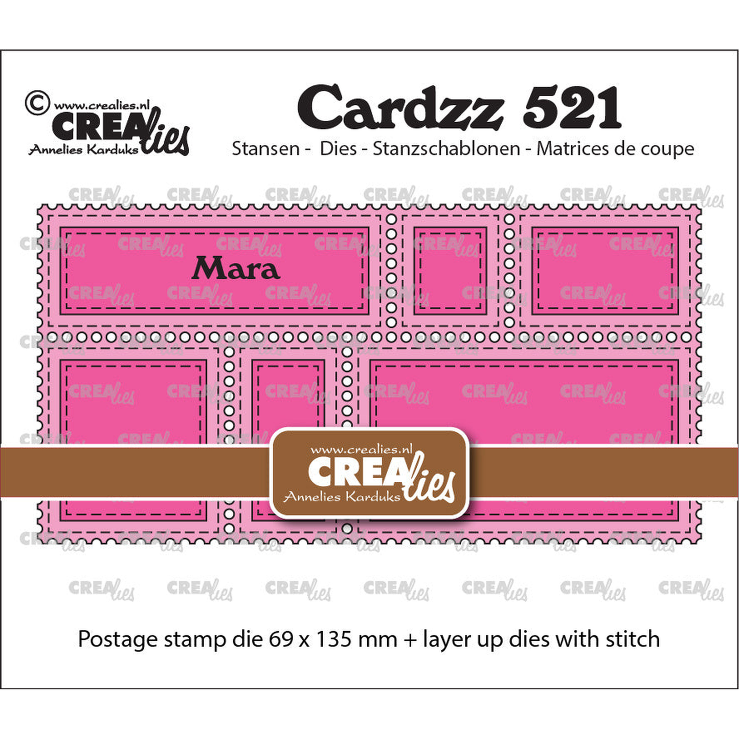 Cardzz Dies Postage Stamp Frame Mini Slimline Mara