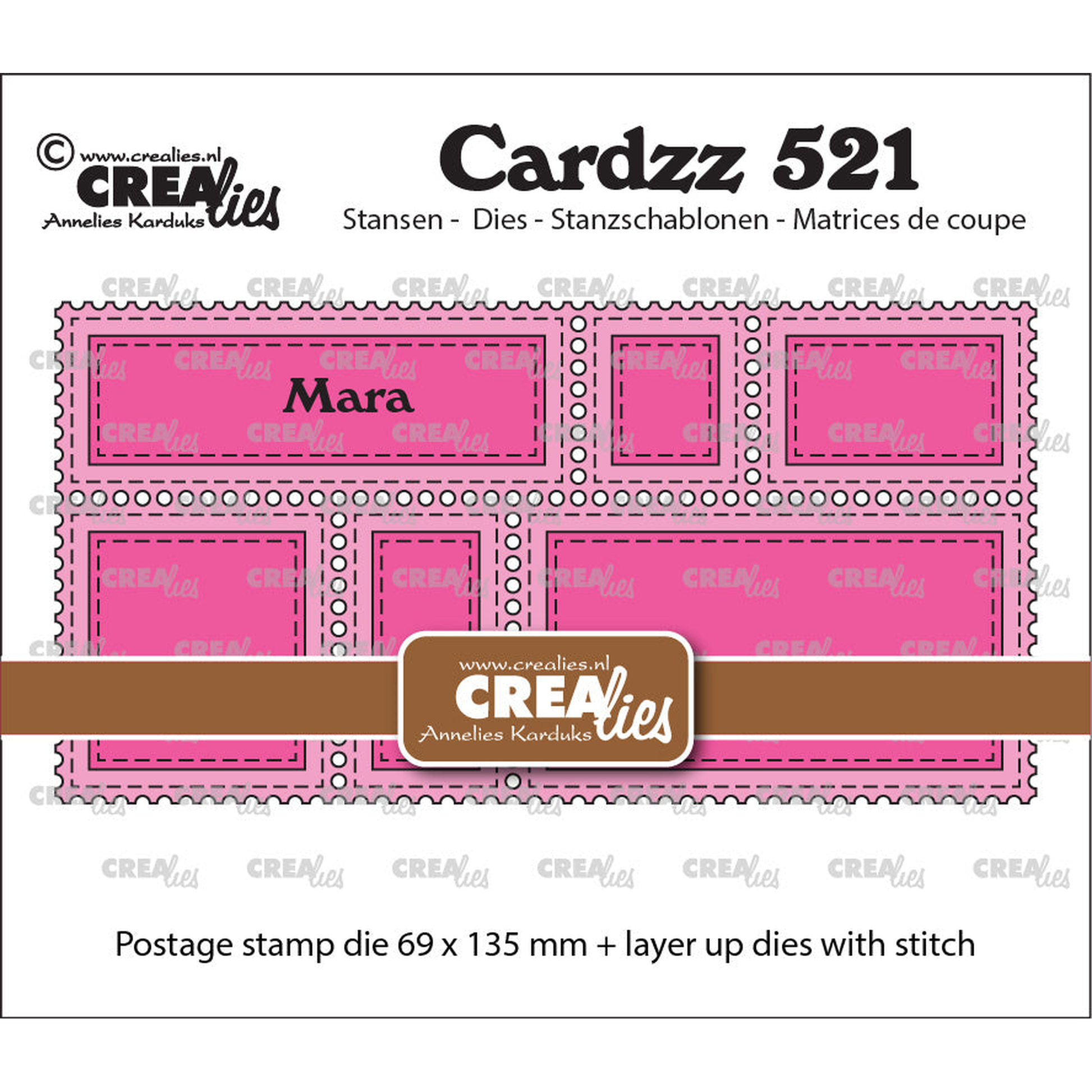 Cardzz Dies Postage Stamp Frame Mini Slimline Mara