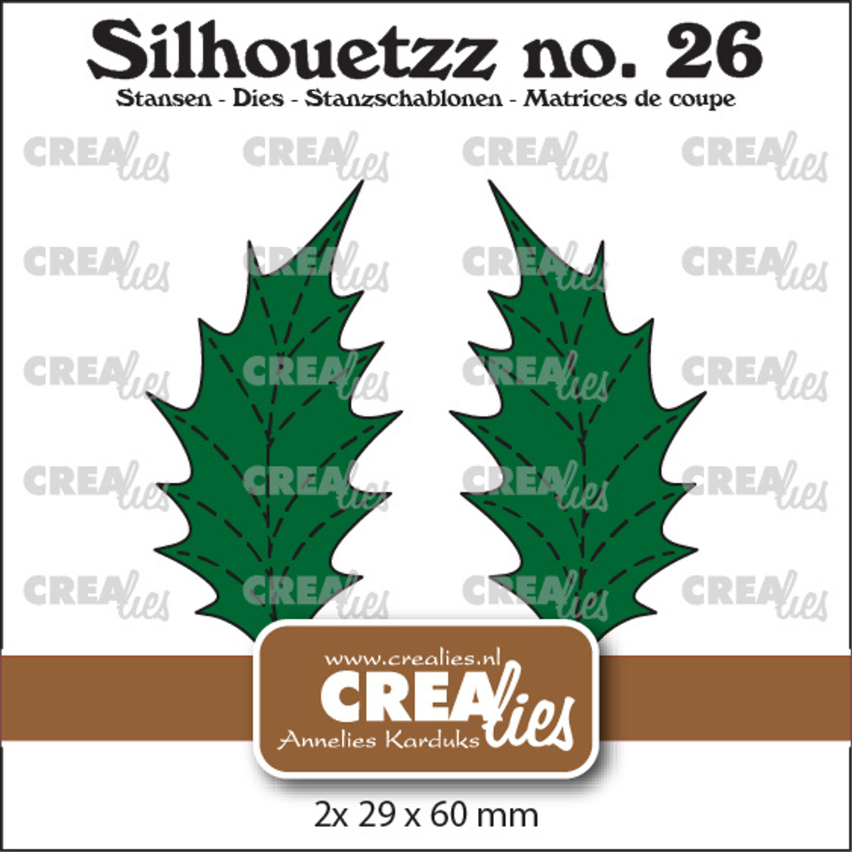 No. 26 Leaves 22 XL Solid Holly Leaf Big with Stitch and Mirror Image