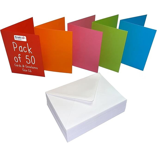 Karten und Umschläge C6 Mixed Colours w/ White Envelopes