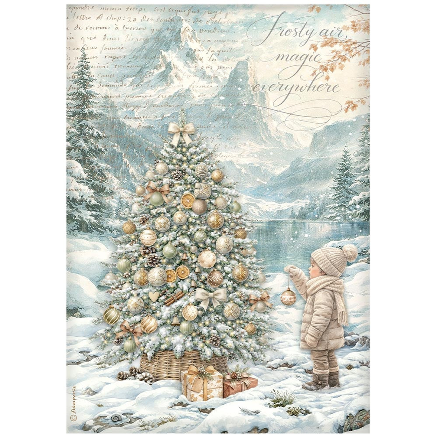 White Christmas Tree by the Lake