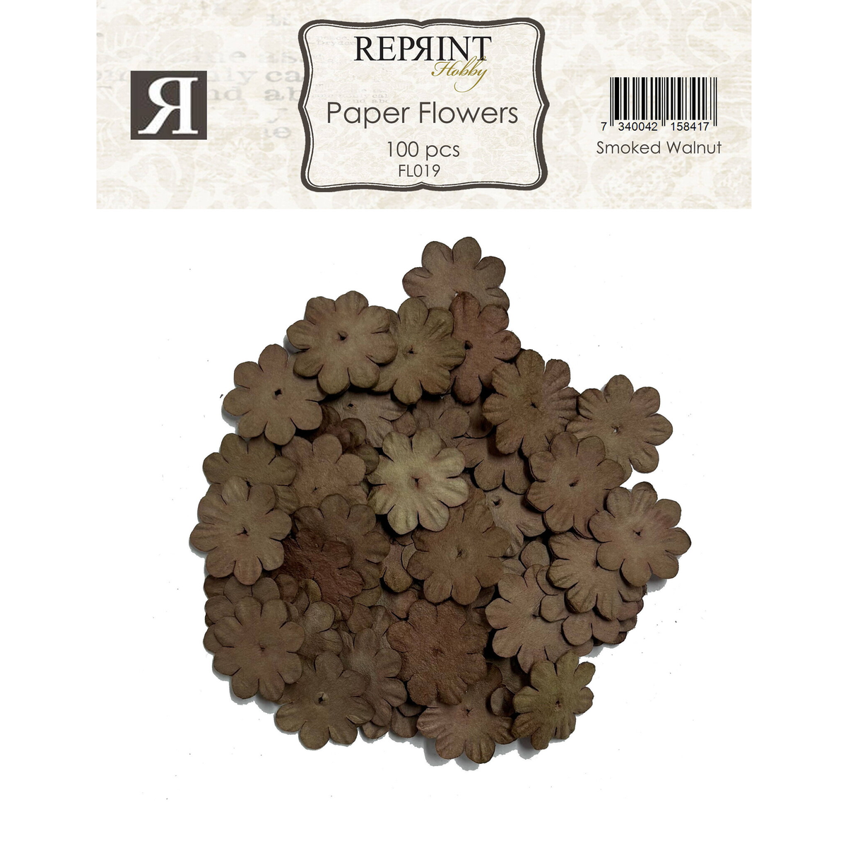Reprint Paper Flowers Smoked Walnut