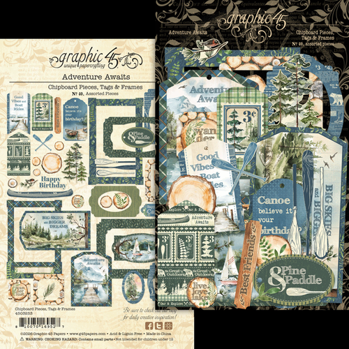 Adventure Awaits Chipboard Pieces, Tags & Frames