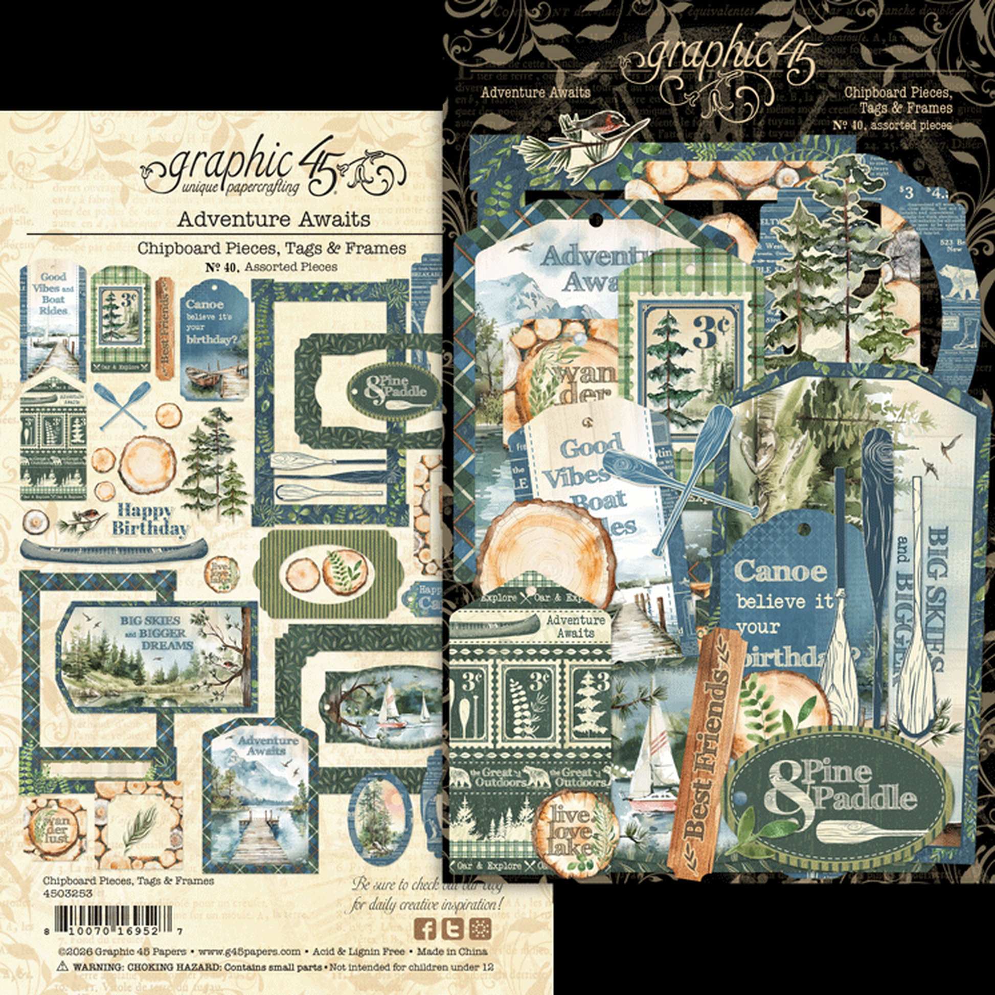 Adventure Awaits Chipboard Pieces, Tags & Frames