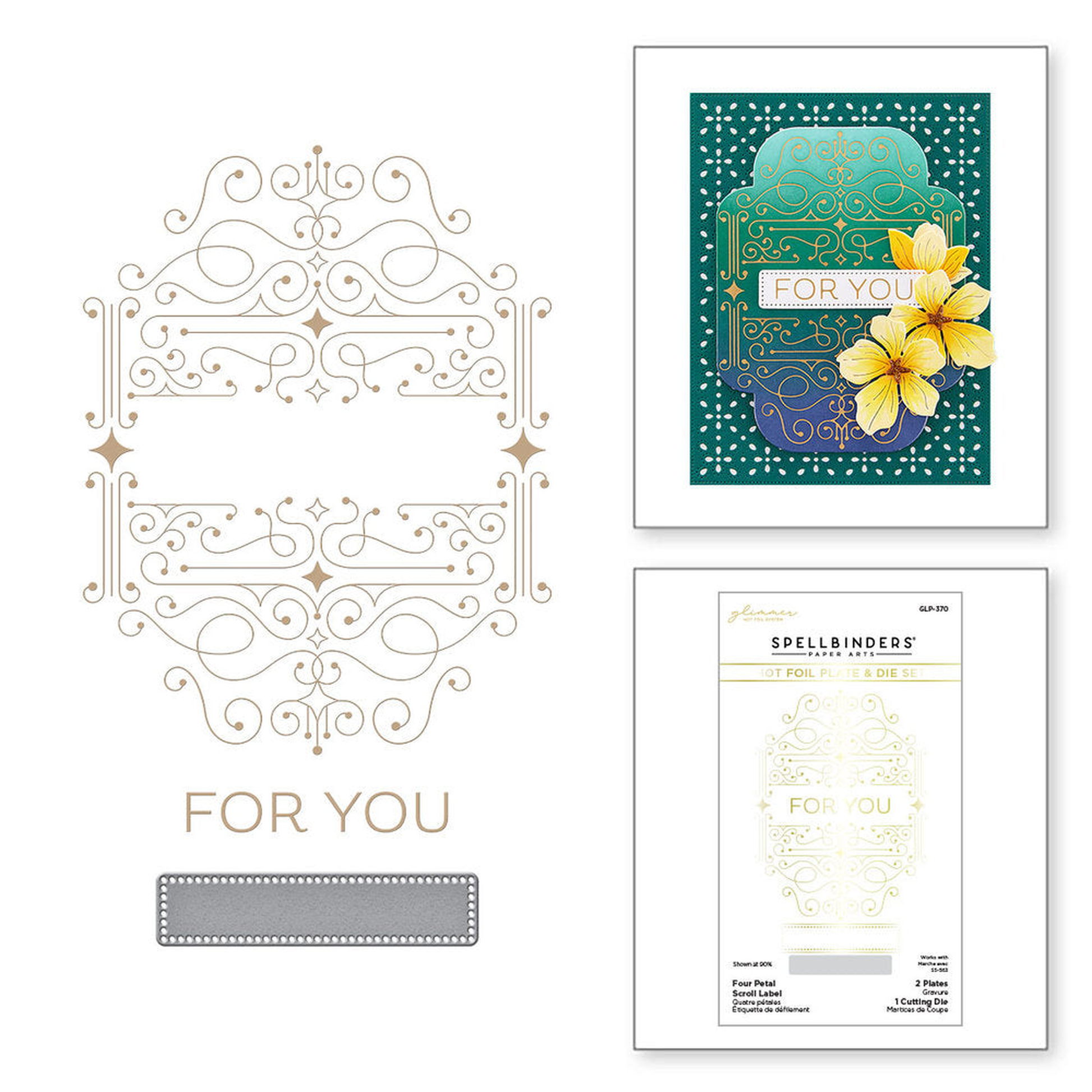 Four Petal Scroll Label