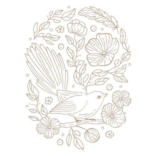 Stylish Oval Floral Bird