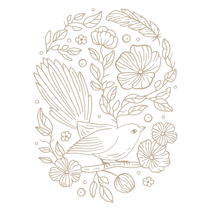 Stylish Oval Floral Bird