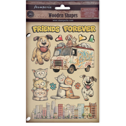 Furry Friends 2 Colored Wooden Shapes