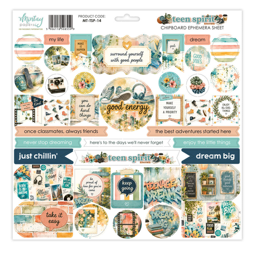 Teen Spirit Chipboard Ephemera Sheet