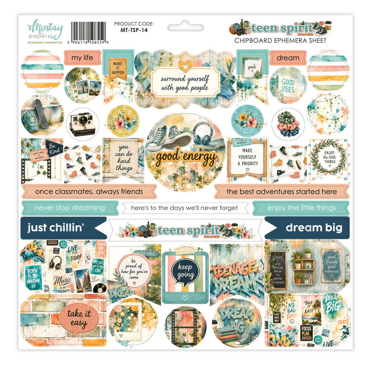 Teen Spirit Chipboard Ephemera Sheet