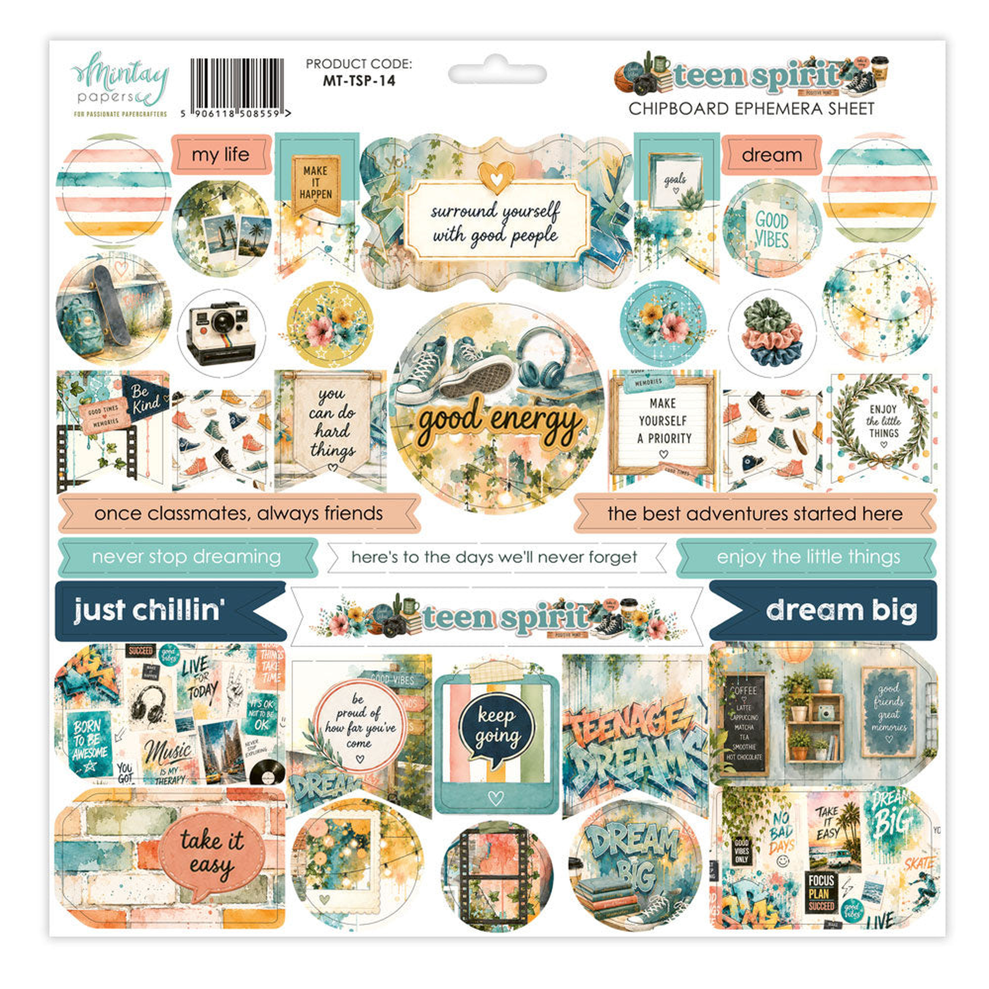 Teen Spirit Chipboard Ephemera Sheet