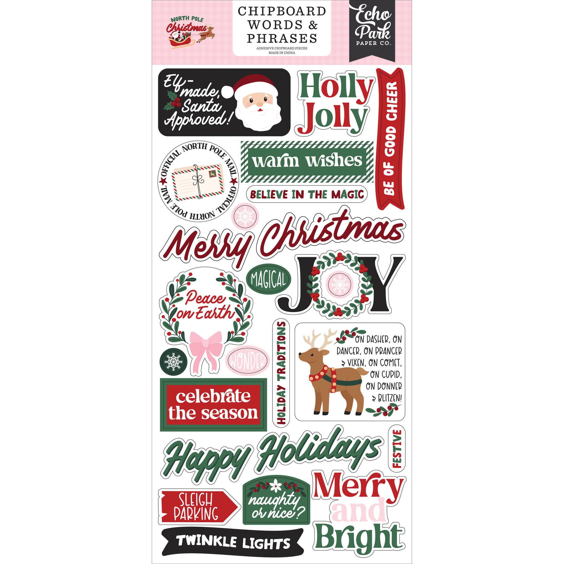 North Pole Christmas Chipboard Word & Phrases