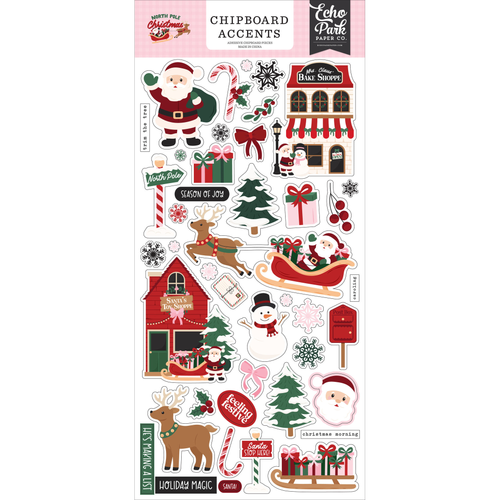 North Pole Christmas Chipboard Accents