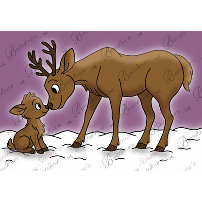 Digistamp Rentier Mama mit Kind