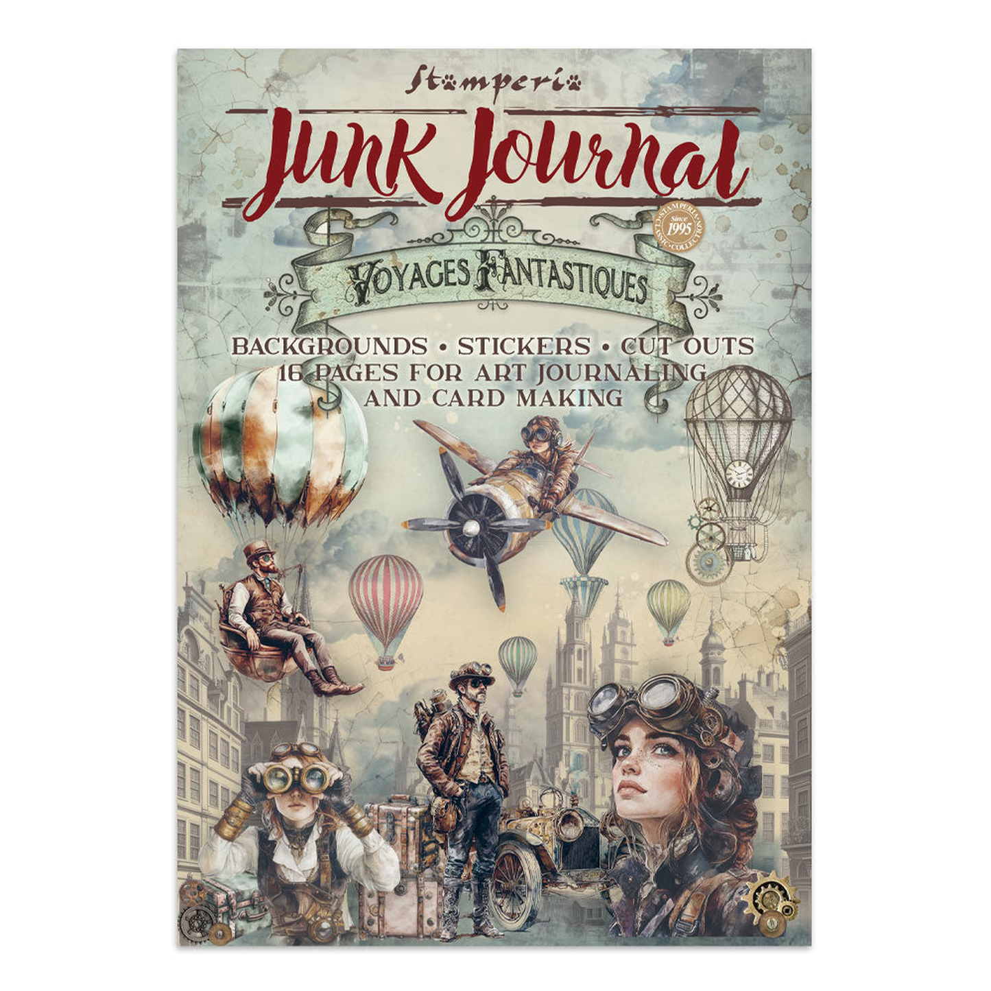 Voyages Fantastiques Junk Journal Stickers, Backgrounds, Cut-Outs