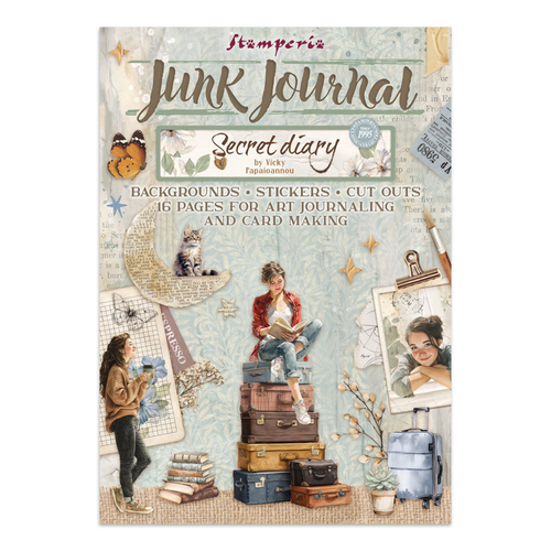 Secret Diary Junk Journal Stickers, Backgrounds, Cut-Outs