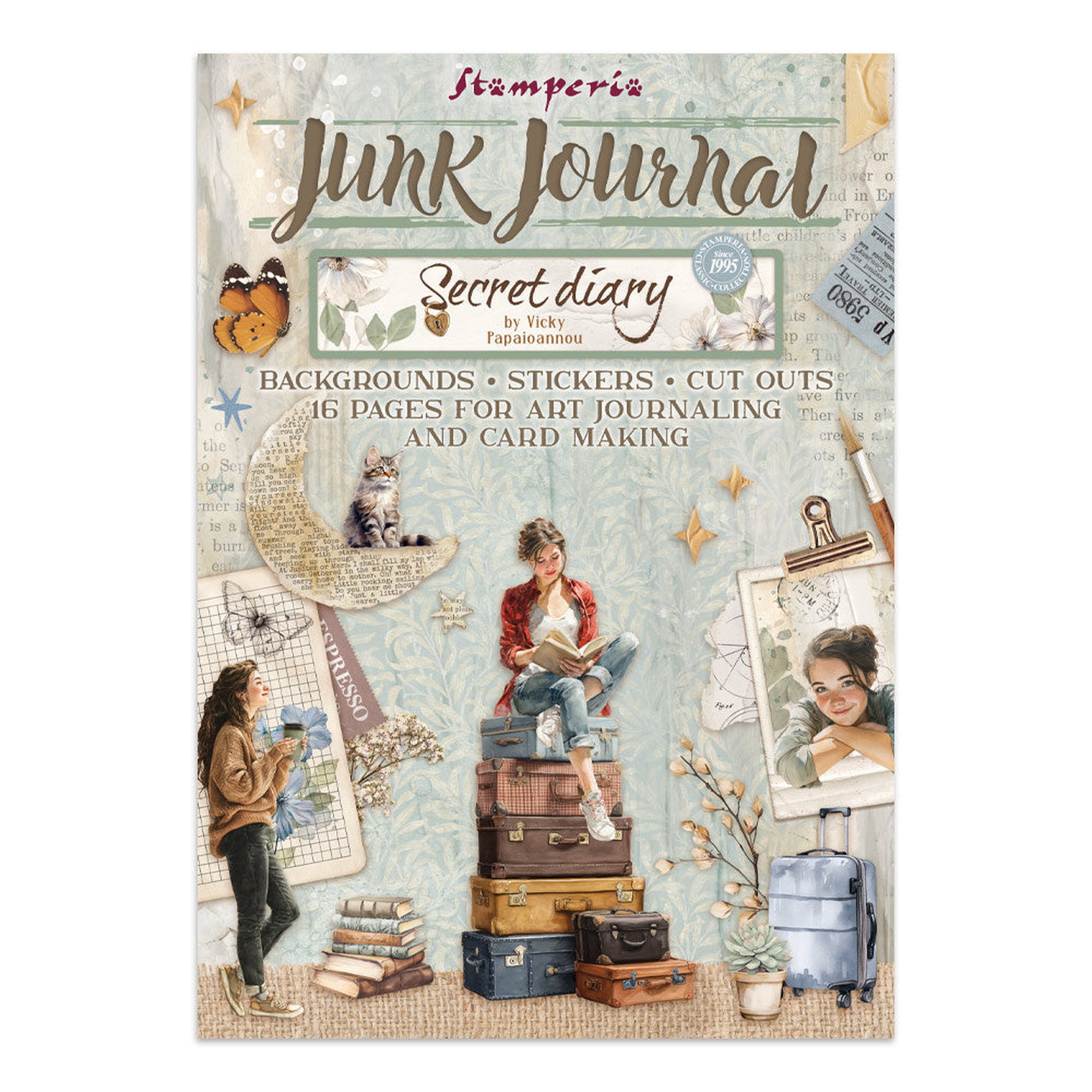 Secret Diary Junk Journal Stickers, Backgrounds, Cut-Outs