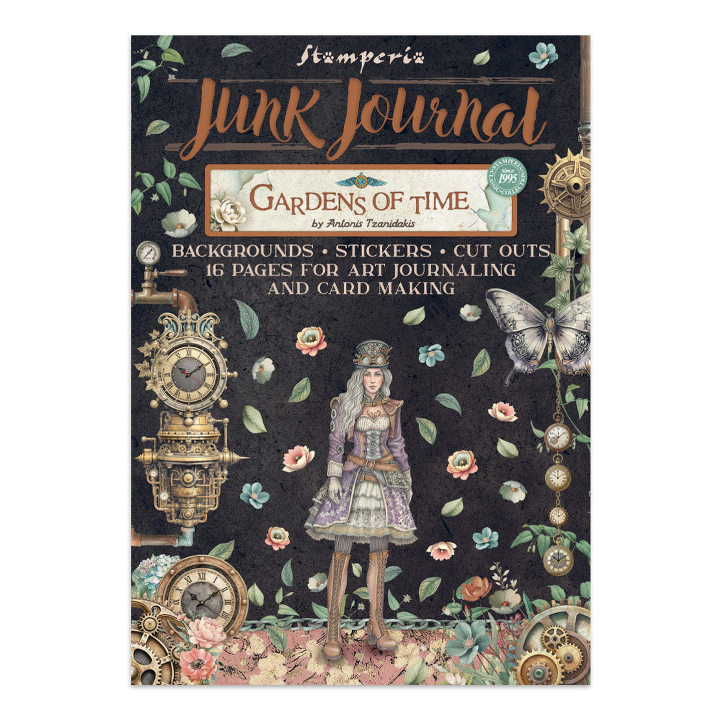 Gardens of Time Junk Journal Stickers, Backgrounds, Cut-Outs