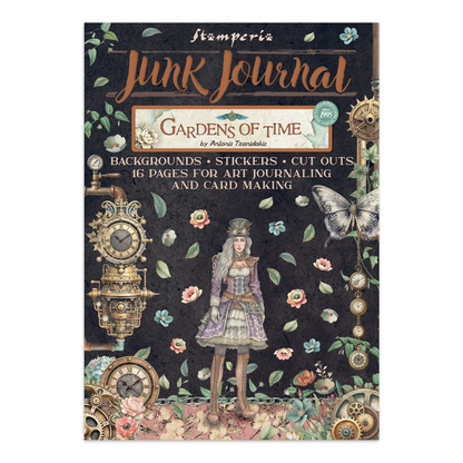Gardens of Time Junk Journal Stickers, Backgrounds, Cut-Outs