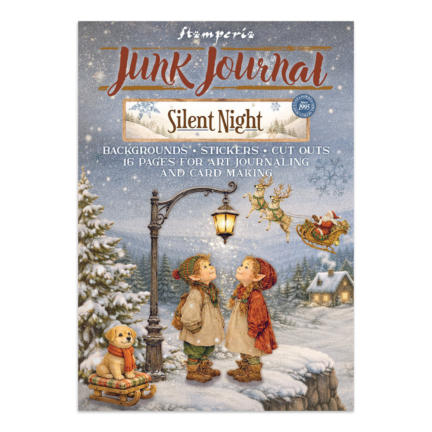 Silent Night Junk Journal Stickers, Backgrounds, Cut-Outs