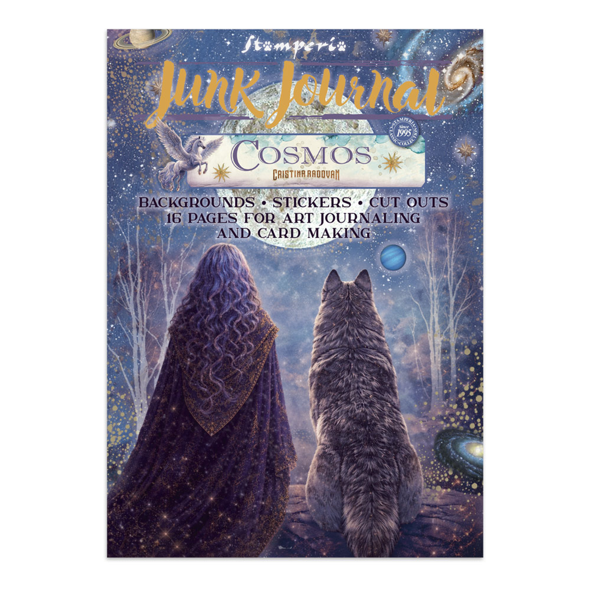 Cosmos Junk Journal Stickers, Backgrounds, Cut-Outs