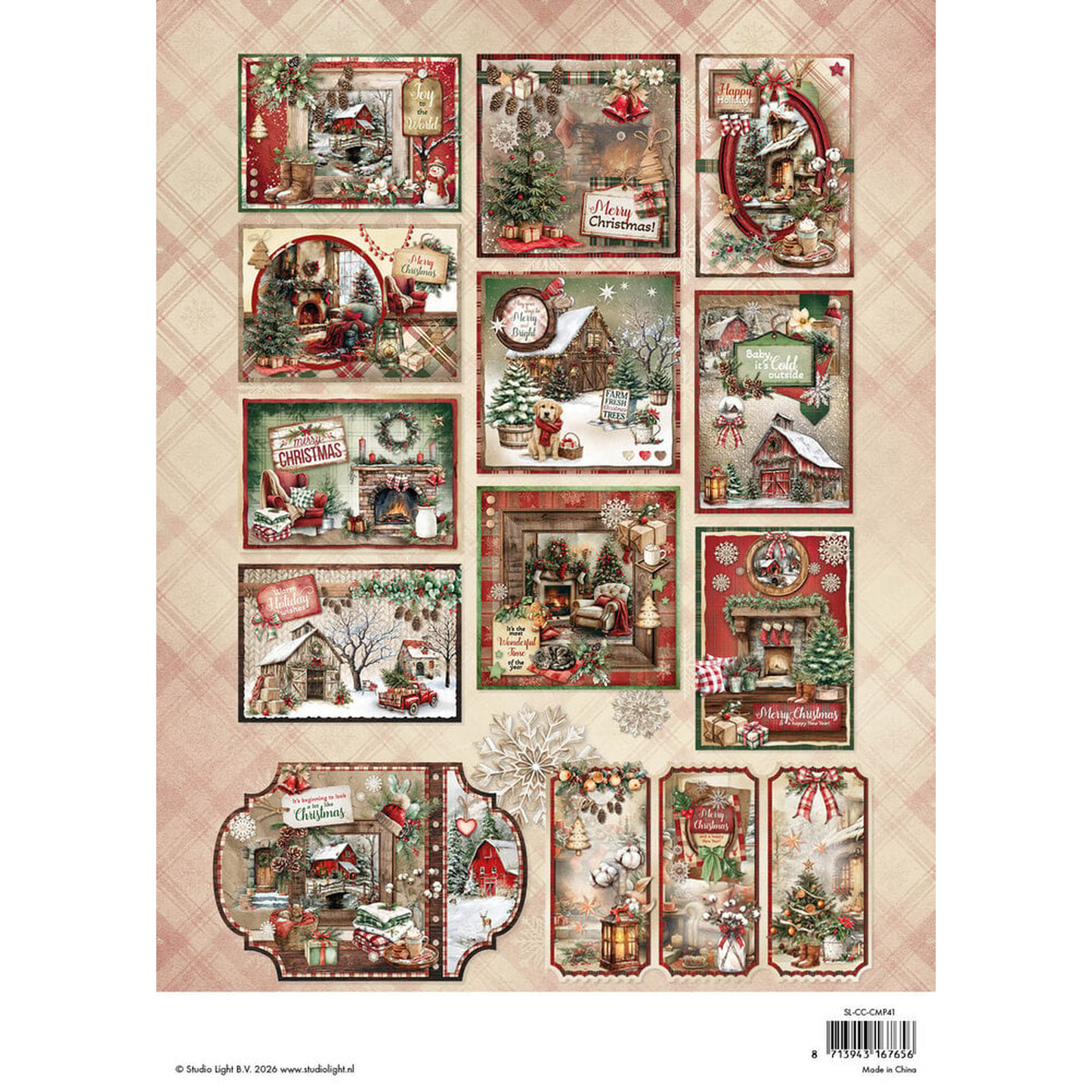 Cottage Christmas Card Making Pad for Creating 12 Cards