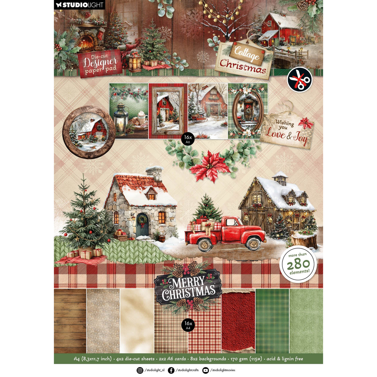 Cottage Christmas Die-Cut Designer Paper Pad