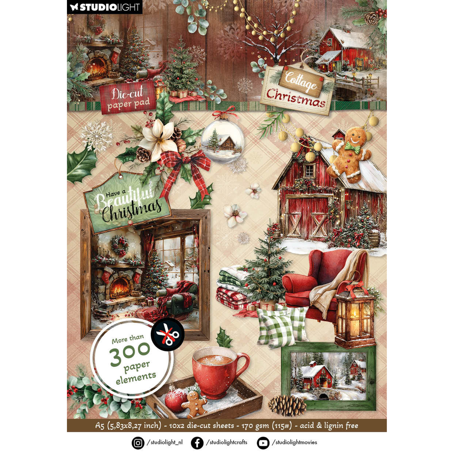 Cottage Christmas Die-Cut Paper Pad Elements